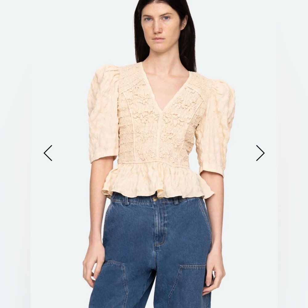 NWOT Sea XL Blouse with puff sleeves
